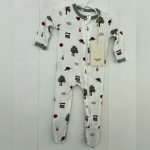 NEW Kyte Baby Apple Orchard Thyme Trim Zip Footie Bamboo Size O-3 Months
